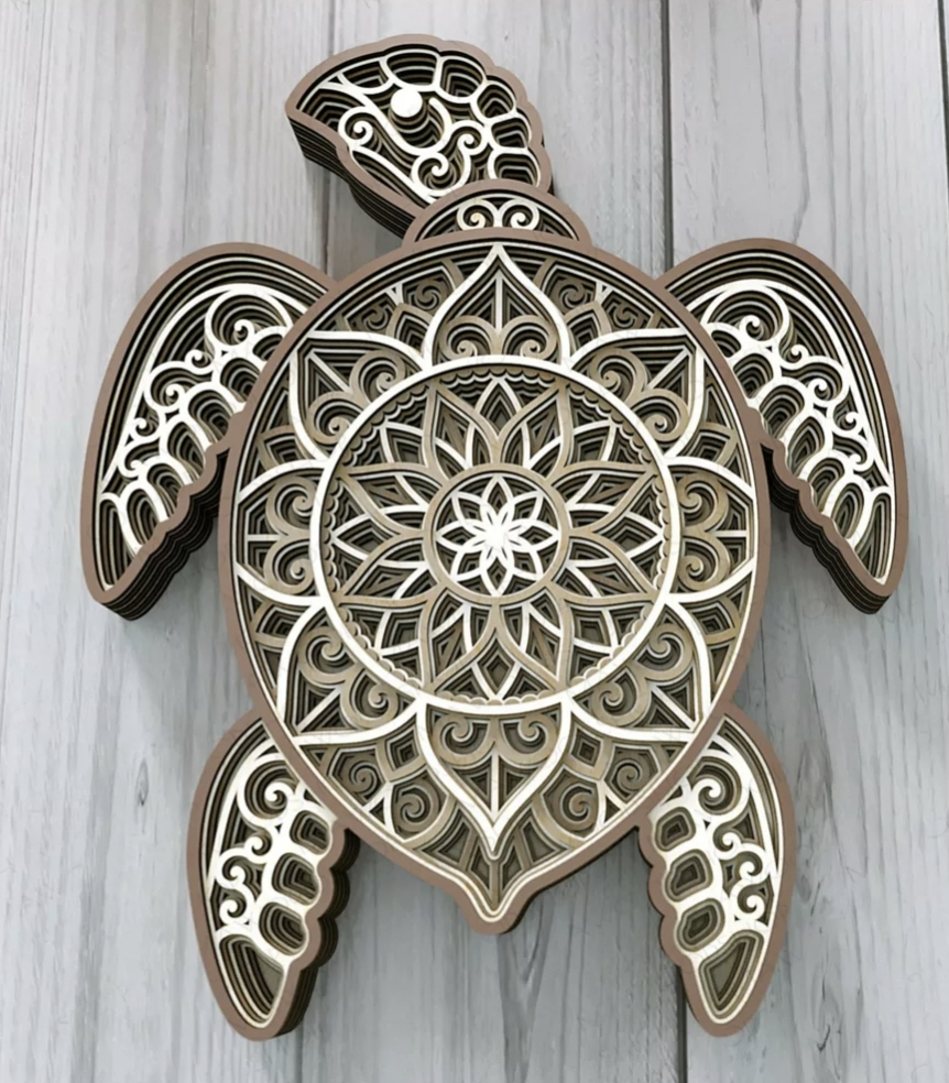3D Multi-layered Wooden Art-Sea Turtle